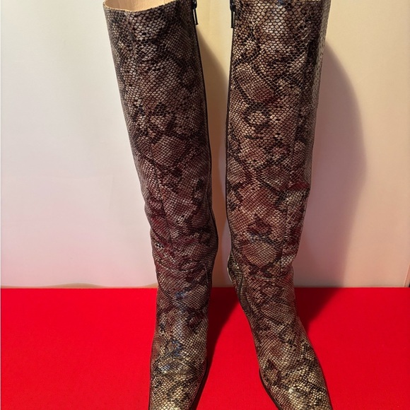 timothy hitman Shoes - Brown Heeled Boots with Intricate Pattern and Textured Finish
